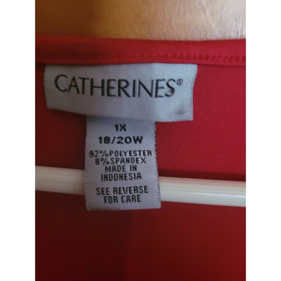 Catherines Tank Top Red Shimmer Stretch Size 1X 18 / 20 W - Picture 2 of 3